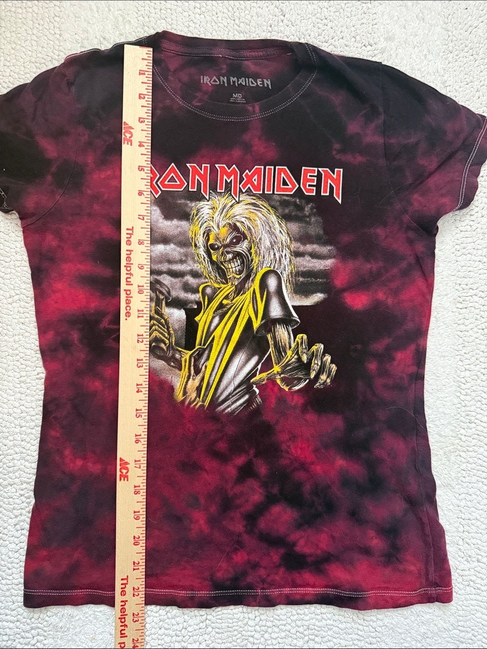 Iron Maiden Women's Tie-Dye Graphic Tee in Black & Burgundy - Picture 7 of 7